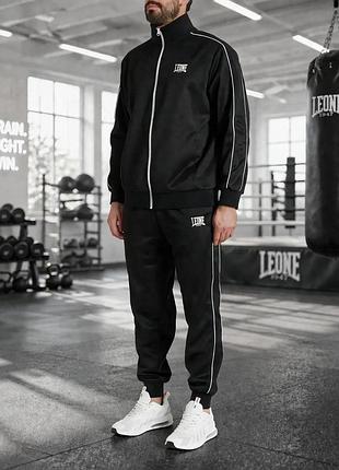 Спортивный костюм leone classic full black размер xs мужской костюм 100% полиэстер для тренировок и повседневной носки