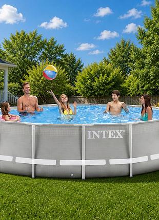 Каркасний круглий басейн intex 26720-0 427×107 см prism frame велика чаша та каркас