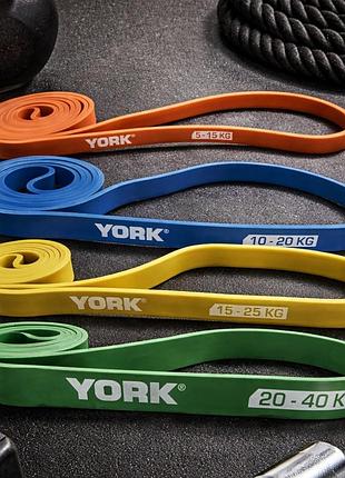 Набор резинок для фитнеса york fitness 4 латексные петли сопротивления 5-40 кг эспандеры для силовых тренировок кроссфита