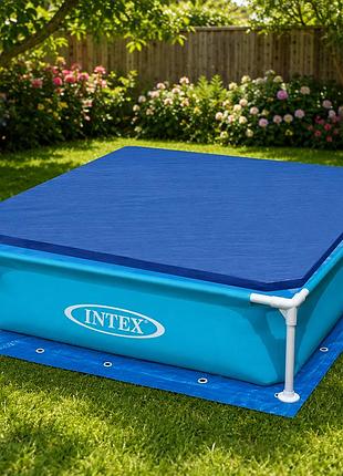 Детский каркасный бассейн intex 57173-1 122×122×30 см компактный квадратный бассейн с тентом и подстилкой
