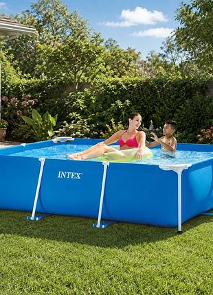 Каркасний прямокутний басейн intex 28270 220х150 60 см 1662 л блакитнийsmall framе для сімейного відпочинку