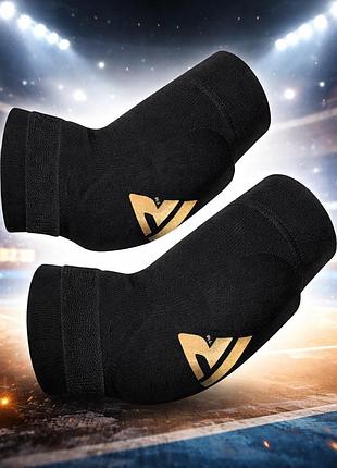 Налокотники rdx soft black (2 шт) размер m защита локтя для волейбола и спорта с мягкой подушкой