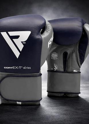 Боксерські рукавиці rdx leather pro c4 blue 10 ун. з натуральної шкіри tatara піна eva supremo-shock та denzo-tron
