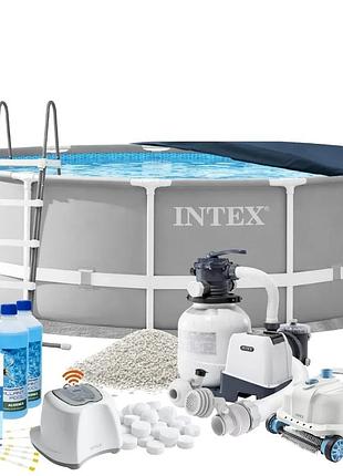 Каркасний басейн maxpro intex 26726-11в1 457 x 122 см (басейн, підстилка, драбина, фільтр 7 900 л/год, пісок, альгенікс,