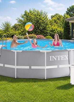 Каркасный круглый бассейн intex 26718-5 366 х 122 см 10685 л (3 785 л/ч, лестница, тент, подстилка)