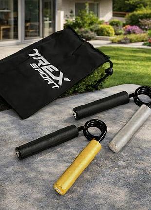 Профессиональный набор эспандеров trex sport tx-002hse 45 кг+90 кг алюминиевые кистевые тренажеры для силы хвата черный-золотой