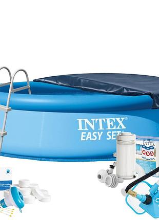 Надувной бассейн maxpro intex 28120-11в1, 305 х 76 см (бассейн, подстилка, насос, лестница, фильтр 2 006 л/ч, картриджи,