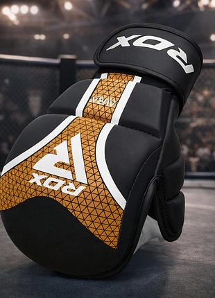 Рукавички для мма rdx t17 aura gold розмір l професійні тренувальні mma рукавиці з maya hidetm kalix skin