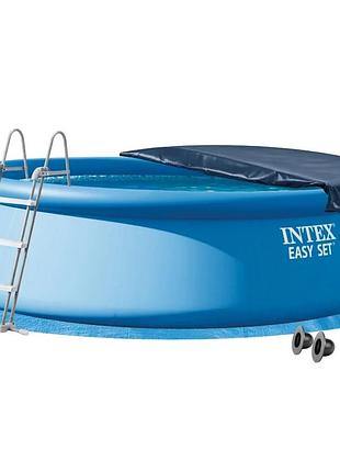 Надувний басейн intex 26166-5в1, 457 х 107 см (басейн, підстилка, насос, драбина, тент)