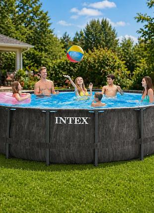 Каркасный бассейн intex 26742-0 prism frame 457×122 см 16805 л greywood под дерево (чаша + каркас)