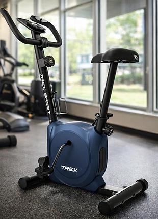 Велотренажер магнітний trex sport tx-350mb rize синій маховик 4,5 кг 10 рівнів навантаження до 120 кг регулювання сидіння