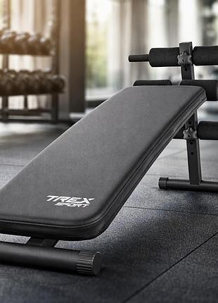 Лава для преса складана trex sport tx-050b похила тренувальна лава до 110 кг для дому