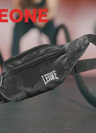 Сумка на пояс leone camo black поясна бананка на груди через плече камуфляж текстильна зручна спорт