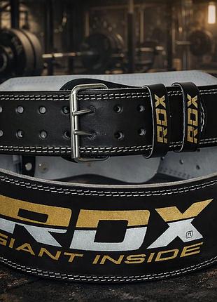 Пояс для тяжелой атлетики rdx gold s кожаный 10 см с поддержкой поясницы двойная пряжка