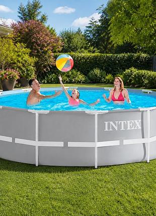 Каркасний круглий басейн intex 26718-0 366×122 см 10685 л prism frame чаша та каркас сірий