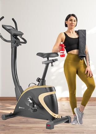 Электромагнитный велотренажер hop-sport hs-005h host золотистый с приложениями сенсоры пульса и led-компьютера компьютером