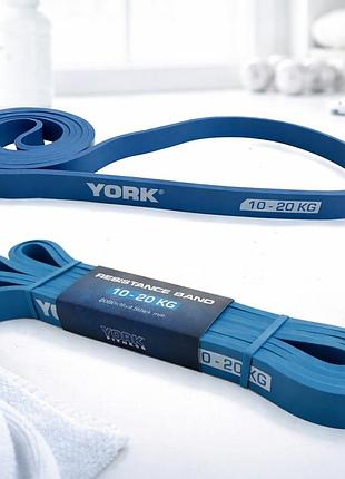 Резинка для фітнесу york 10-20кг 2080x19x4,5мм блакитний силова латексна петля для тренувань підтягувань кросфіту та реабілітації