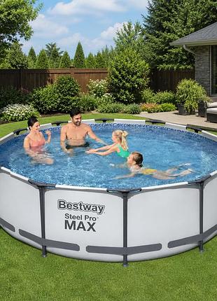 Каркасний круглий басейн bestway 56420-0 366×122 см 10250 л steel pro max чаша та каркас