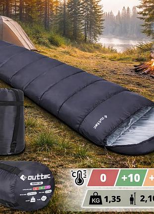 Спальний мішок outtec mummy кокон 0…+15°c 1,35 кг 250 г/м² з капюшоном та компресійним мішком демісезон
