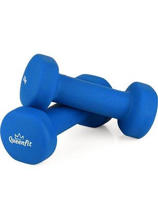 Гантелі для фітнесу неопренові queenfit 2х1,5кг світло-синій