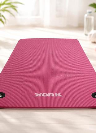Мат для фітнесу з отворами york fitness nbr 1см рожевий товщина 1 см 183×61 см антиковзкий з отворами для зберігання