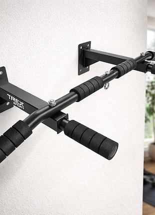 Турник настенный trex sport tx-030pb 6 хвата черный до 250 кг перекладина 94,5 см с креплением к стене