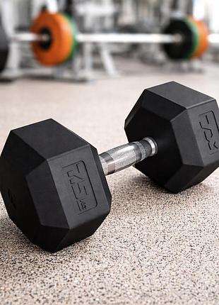 Гантеля гексагонная прорезиненная 7,5 кг trex sport tx-075rd чугунная шестигранная dumbbell для дома черная
