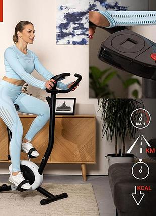 Велотренажер механический hop-sport белый hs-010h легкий и компактный с компьютером и дисплеем до 120 кг регулировка сиденья