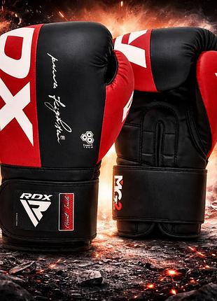 Боксерські рукавички rdx f4 red 14 ун. з maya hide kalix skin membrane grid 2 quick-ez фіксація для тренувань та спарингів