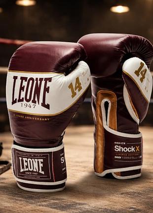 Боксерські рукавички leone shock x bord 16 ун. з натуральної волової шкіри eva пінно-гелеве наповнення лімітована серія