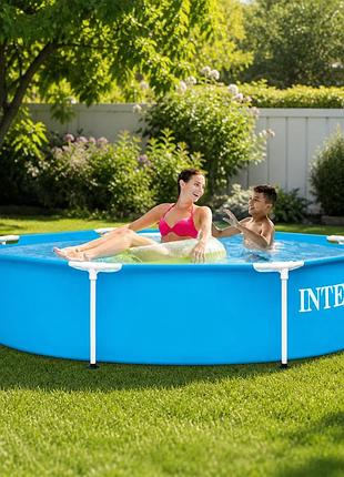 Каркасный бассейн intex 28205 244×51 см 1828 л детский круглый metal frame базовая комплектация