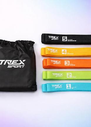 Набір резинок для фітнесу trex sport tx-005pbb set b 5в1 2,5-25кг з дверним кріпленням та чохлом