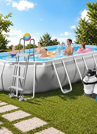 Каркасний басейн intex 26796-7 503 x 274 x 122 см мега комплект (7 900 л/год, драбина, тент, підстилка, набір для догляду)
