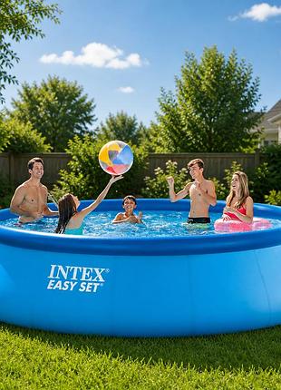 Великий надувний басейн intex 28158 457×84 см 9792 л з насосом 2006 л/год круглий сімейний easy set