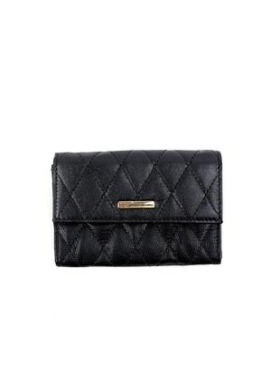 Кошелек на кнопке унисекс с rfid 12х8х2,5 см черный leather wallet