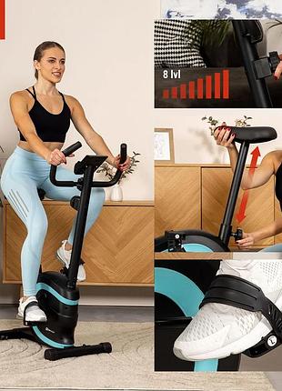 Велотренажер магнітний hop-sport hs-015h vox синій 8 рівнів 5 кг маховик датчики пульсу до 120 кг