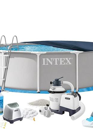 Каркасный бассейн maxpro intex 26716-11в1 366 х 99 см (бассейн, подстилка, лестница, фильтр 3 500 л/ч, песок, хлоргенератор 4