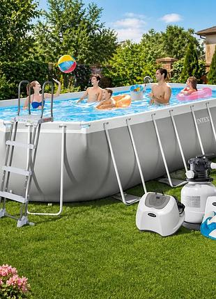 Каркасный бассейн intex 26798-11 610 x 305 x 122 см (7 г/ч, 7 900 л/ч, лестница, тент, подстилка, набор для ухода)