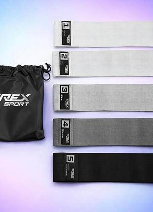 Набор резинок для фитнеса trex sport tx-038pba 5в1 сопротивление 5-30кг тканевые длина 38см