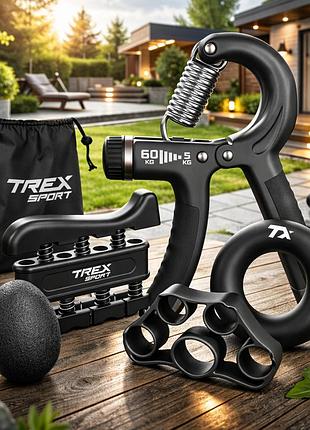 Набір тренажерів для кистей trex sport tx-005hsa 5в1 еспандери для сили хвата та реабілітації 5-60 кг