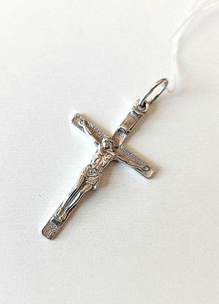 Серебряный крестик, серебряный крест ровный