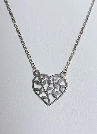 Серебряное колье "сердце". 45см.