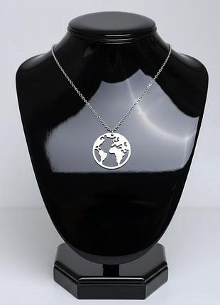 Серебряное колье "материки". 45см.