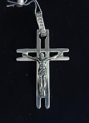 Серебряный крестик, серебряный крест ровный барака