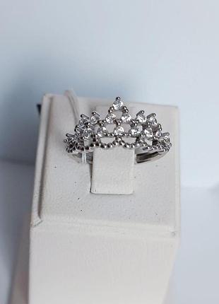 Серебряное кольцо "корона" с камнями. 17.5, 16.5 17.5