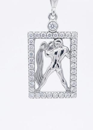 Серебряная подвеска знак зодиака "водолей".
