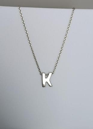 Серебряное колье "буква к". 50см.