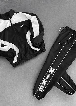 Костюм nike чёрный, ветровка найк и спортивные штаны из плащёвки, чёрный комплект из плащёвки для мужчин l