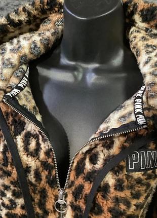 Pink victoria’s secret плюш нічна кофта з капішоном на замок zip