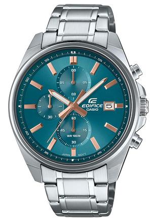 Мужские часы casio edifice efv-610de-2a, кварцевый хронограф, стальной браслет, wr 100 м